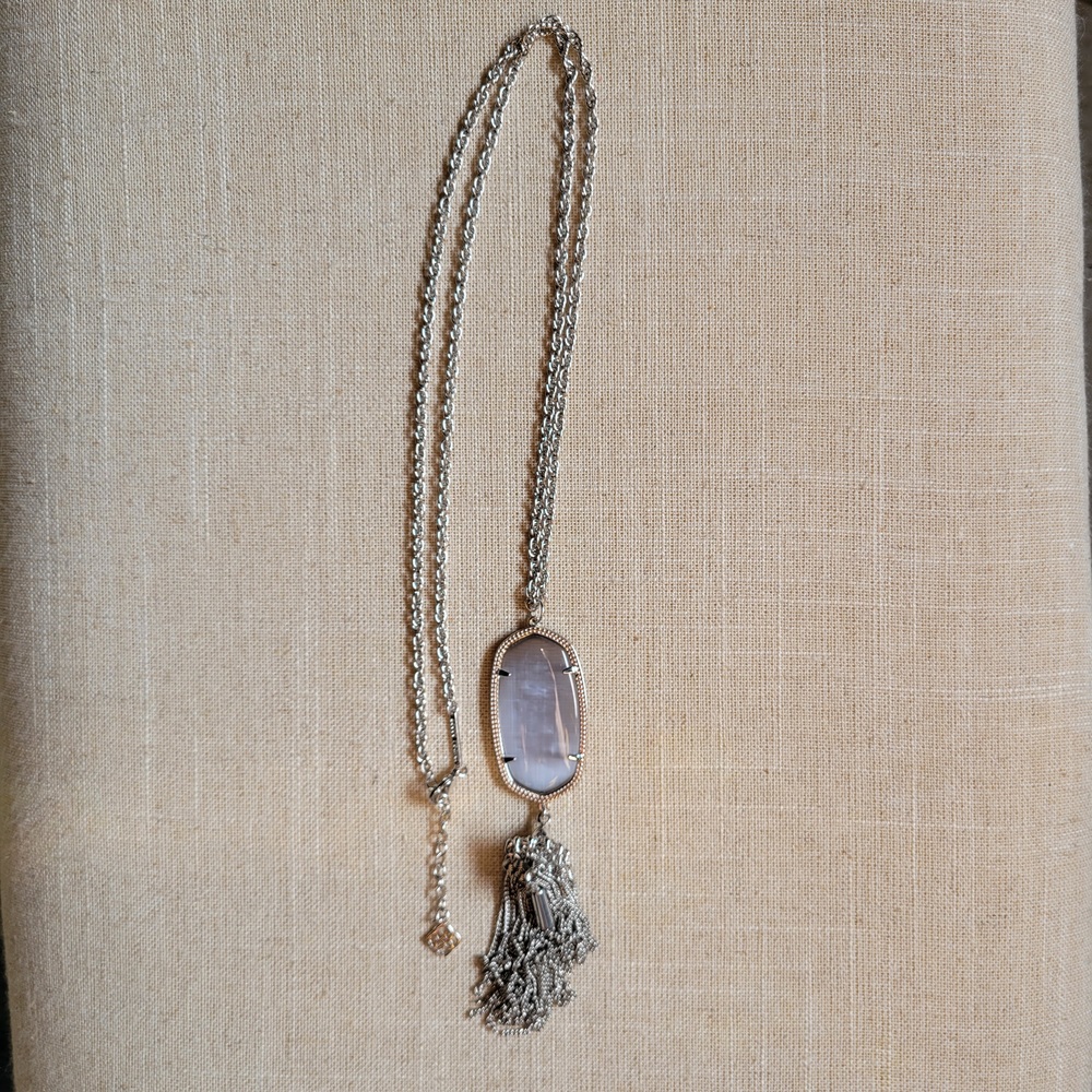 Kendra Scott Rayne Necklace Silver with Slate Cat’s Eye